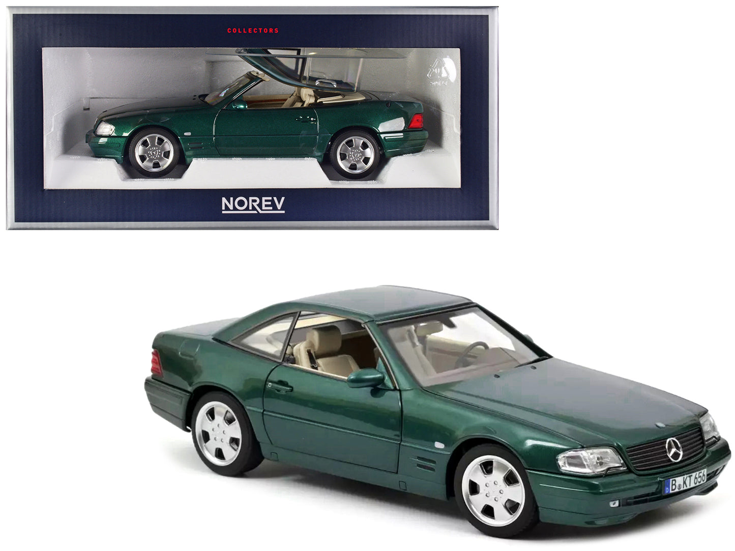 1999 Mercedes-Benz SL 500 Cabriolet Green Metallic 1/18 Diecast Model Car by Norev