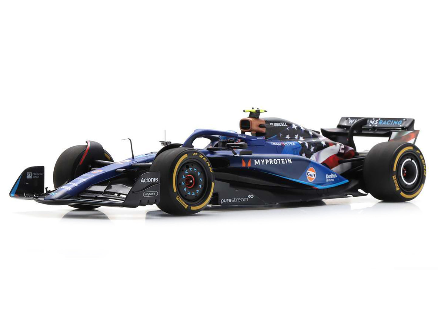Williams FW45 #2 Logan Sargeant "Williams Racing" Formula One F1 "United States GP" (2023) and Acrylic Display Case 1/18 Model Car by Spark