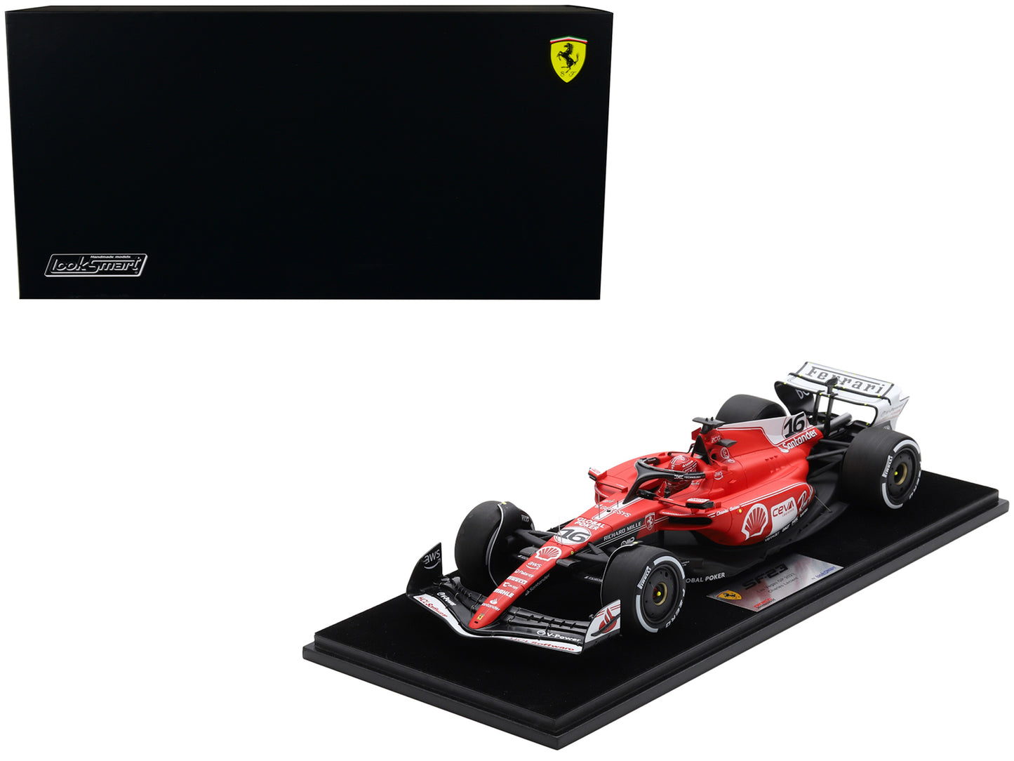 Ferrari SF-23 #16 Charles Leclerc 2nd Place Formula One F1 "Las Vegas GP" (2023) with Acrylic Display Case 1/18 Model Car by LookSmart