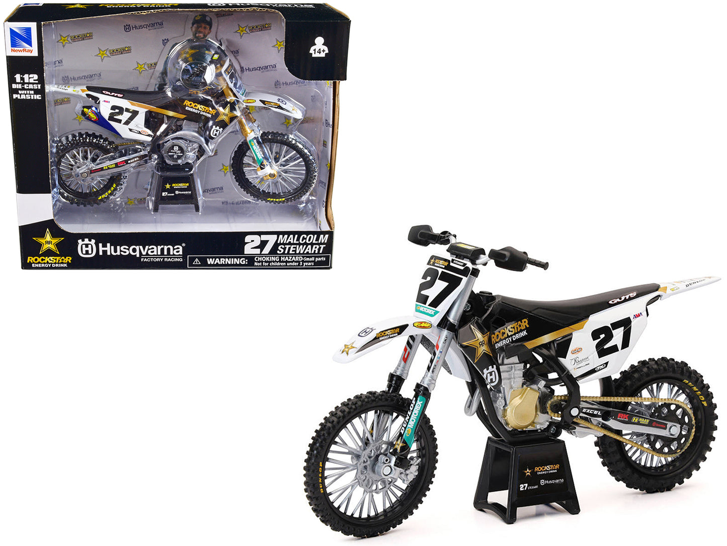 Husqvarna FC450 Motorcycle #27 Malcolm Stewart "Rockstar Energy Drink" 1/12 Diecast Model by New Ray