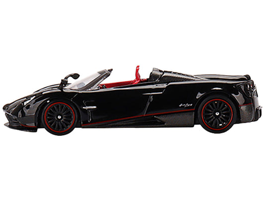 Pagani Huayra Roadster Black with Red Stripes and Interior Limited Edition to 2400 pieces Worldwide 1/64 Diecast Model Car by True Scale Miniatures