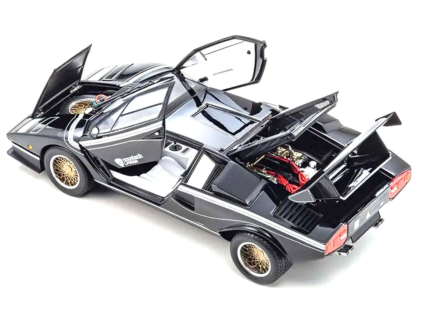 Lamborghini Countach LP 500R Black with White Interior 1/18 Diecast Model Car by Kyosho