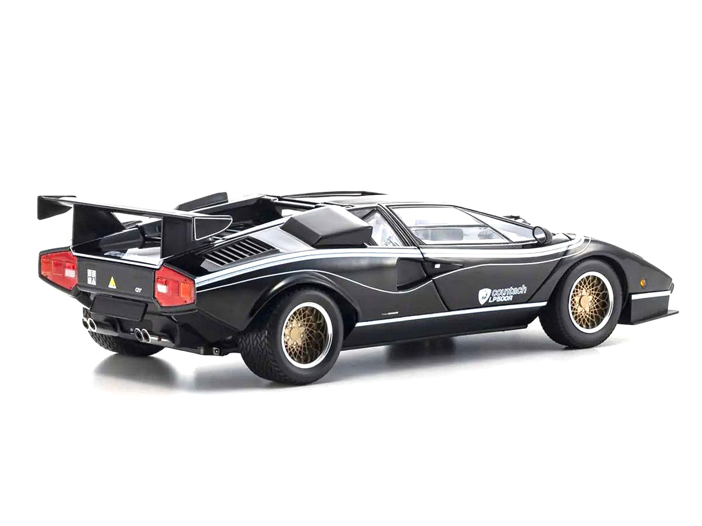 Lamborghini Countach LP 500R Black with White Interior 1/18 Diecast Model Car by Kyosho