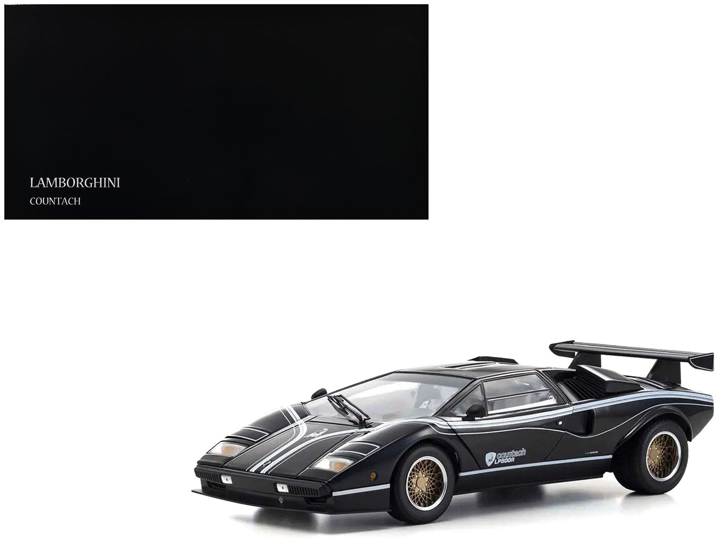 Lamborghini Countach LP 500R Black with White Interior 1/18 Diecast Model Car by Kyosho