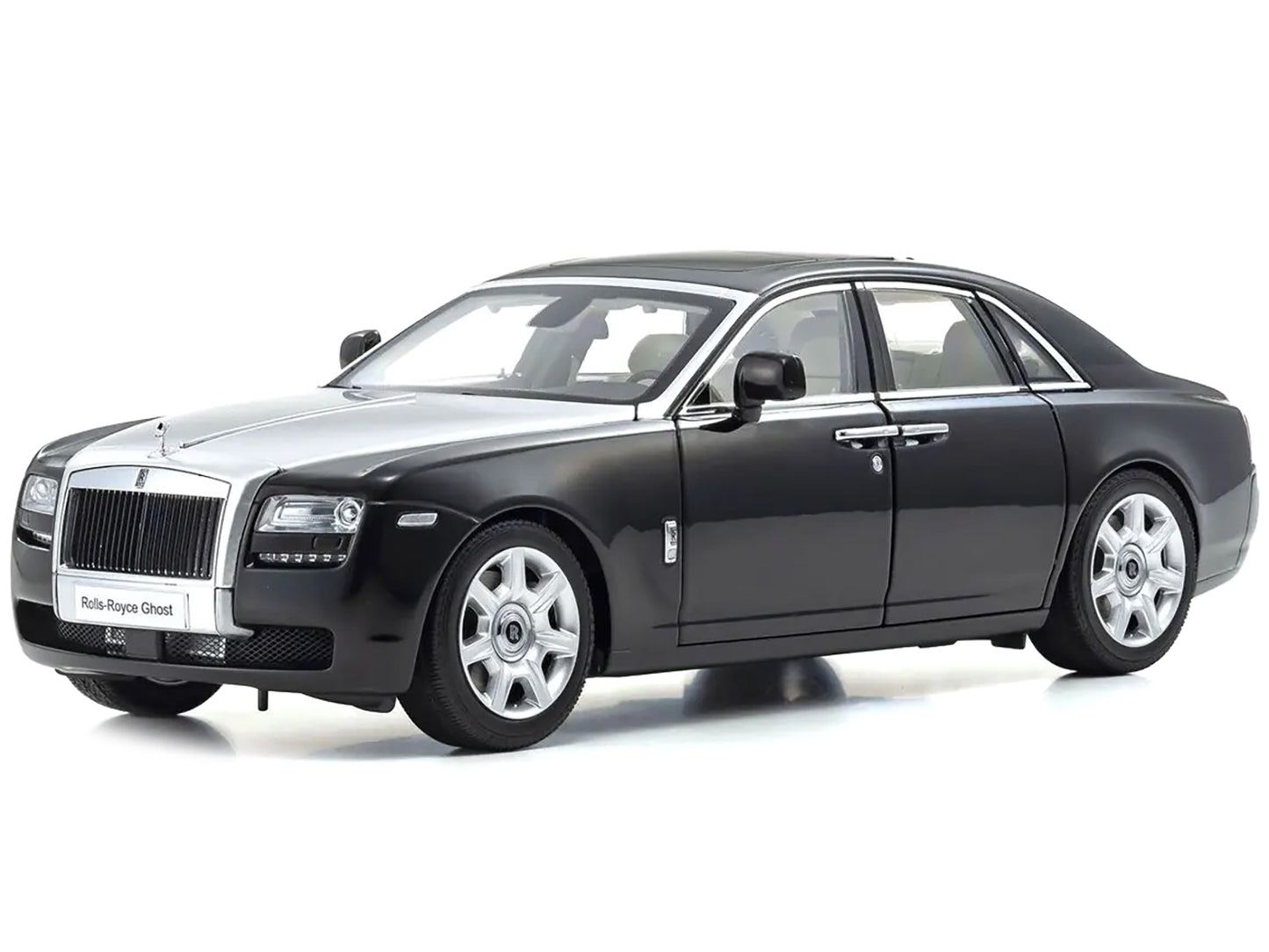 Rolls-Royce Ghost Black with Silver Metallic Hood 1/18 Diecast Model Car by Kyosho