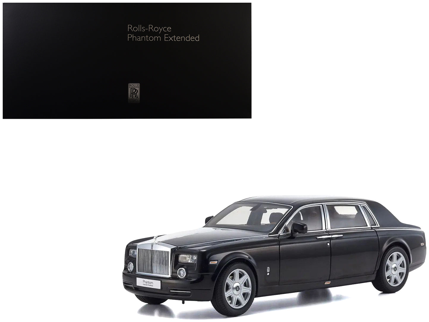 Rolls Royce Phantom EWB (Extended Wheelbase) Diamond Black 1/18 Diecast Model Car by Kyosho