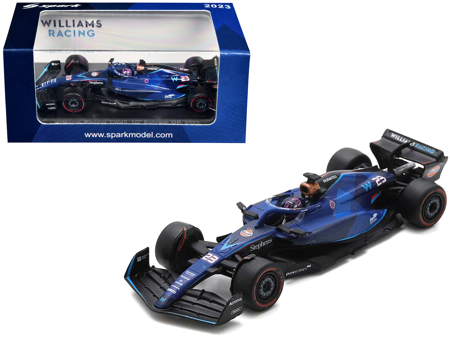 Williams Racing FW45 #23 Alex Albon "Formula One F1 Bahrain GP" (2023) 1/64 Diecast Model Car by Sparky