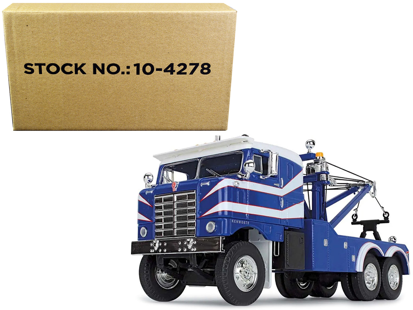 1953 Kenworth Bullnose Heavy-Duty Holmes Wrecker Tow Truck Rich Blue and White 1/34 Diecast Model by First Gear