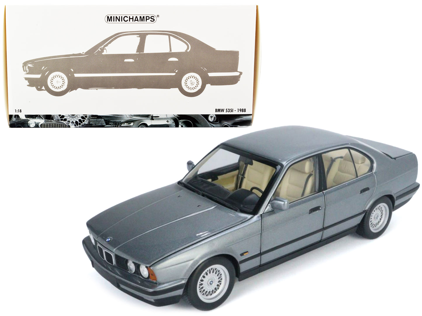 1988 BMW 535i (E34) Gray Metallic 1/18 Diecast Model Car by Minichamps