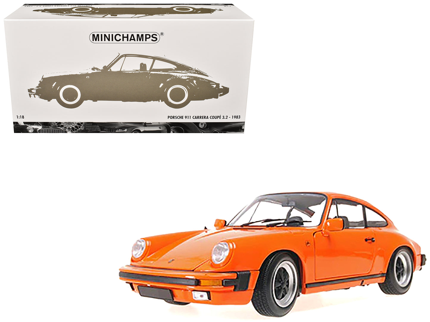 1983 Porsche 911 Carrera Coupe 3.2 Orange 1/18 Diecast Model Car by Minichamps