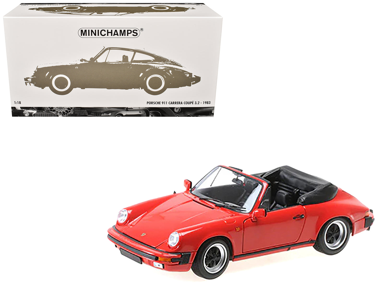 1983 Porsche 911 Carrera Cabriolet 3.2 Red 1/18 Diecast Model Car by Minichamps