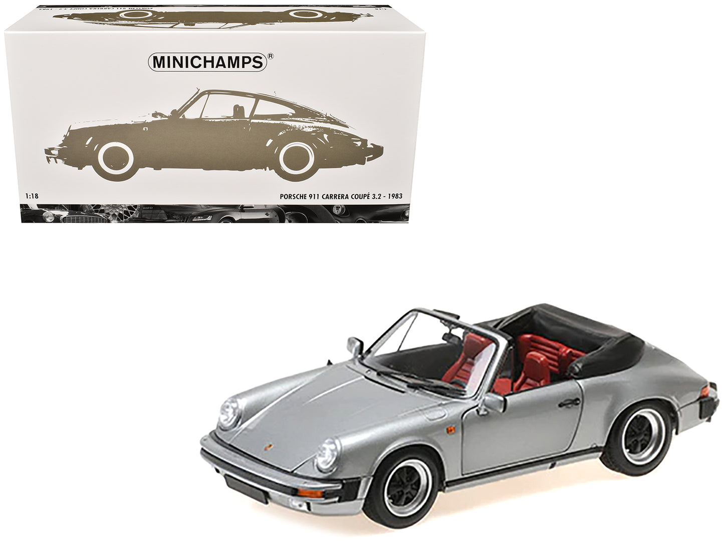 1983 Porsche 911 Carrera Cabriolet 3.2 Gray Metallic 1/18 Diecast Model Car by Minichamps