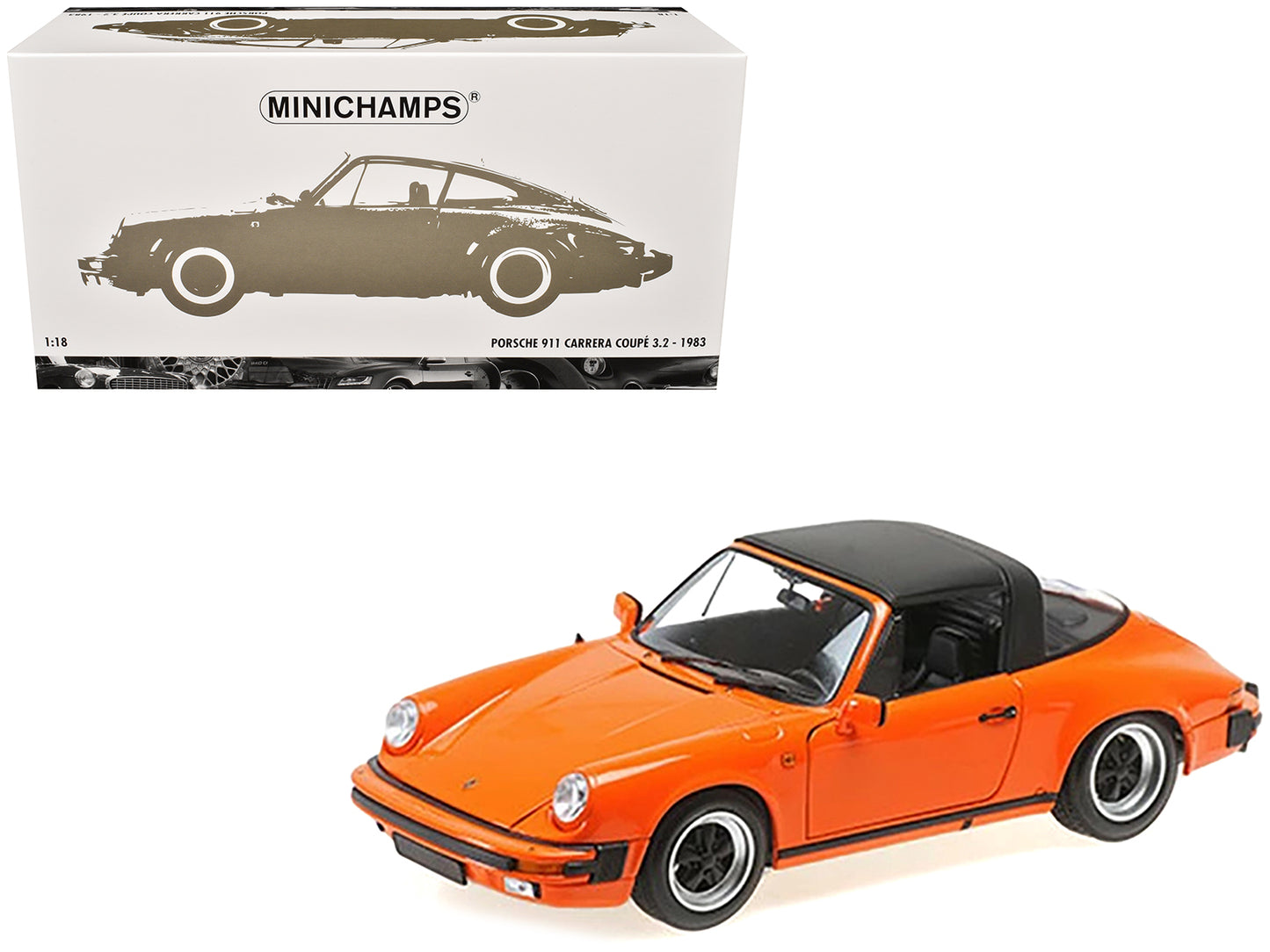 1983 Porsche 911 Carrera Targa 3.2 Orange 1/18 Diecast Model Car by Minichamps