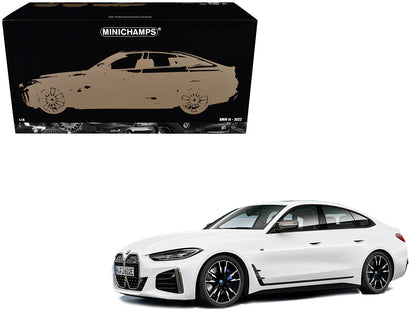 BMW i4 White Metallic 1/18 Diecast Model Car by Minichamps