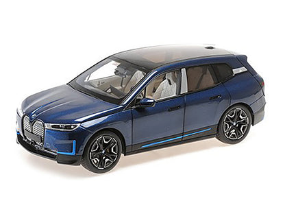 BMW iX Blue Metallic 1/18 Diecast Model Car by Minichamps