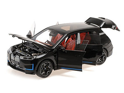 BMW iX Black Metallic 1/18 Diecast Model Car by Minichamps