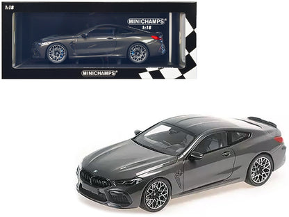 2020 BMW M8 Coupe Gray Metallic with Carbon Top 1/18 Diecast Model Car by Minichamps