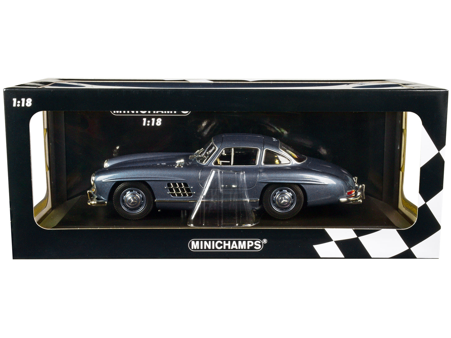 1955 Mercedes-Benz 300 SL W198 Light Blue Metallic Limited Edition to 450 pieces Worldwide 1/18 Diecast Model Car by Minichamps