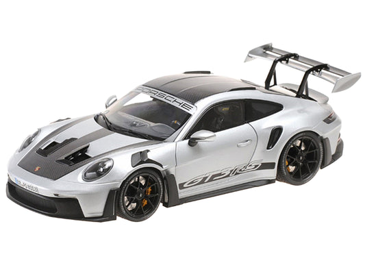 2023 Porsche 911 (992) GT3 RS "Weissach Package" Silver Metallic Limited Edition to 333 pieces Worldwide 1/18 Diecast Model Car by Minichamps