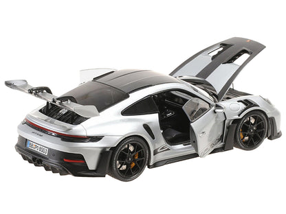 2023 Porsche 911 (992) GT3 RS "Weissach Package" Silver Metallic Limited Edition to 333 pieces Worldwide 1/18 Diecast Model Car by Minichamps