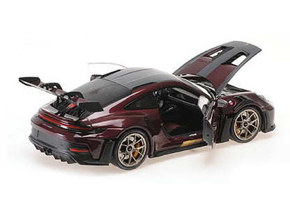 2024 Porsche 911 GT3 RS #5 Purple with Carbon Top and Hood Stripes Limited Edition to 400 pieces Worldwide 1/18 Diecast Model Car by Minichamps