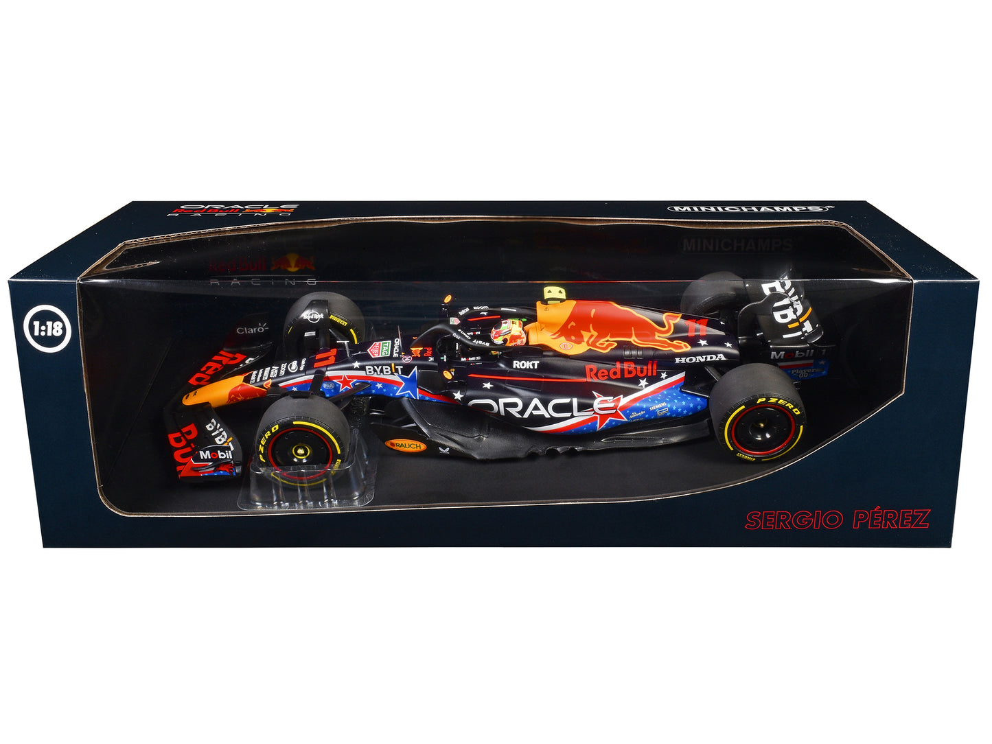 Red Bull Racing RB19 #11 Sergio Perez "Oracle" F1 Formula One "United States GP" (2023) with Driver Limited Edition to 102 pieces Worldwide 1/18 Diecast Model Car by Minichamps