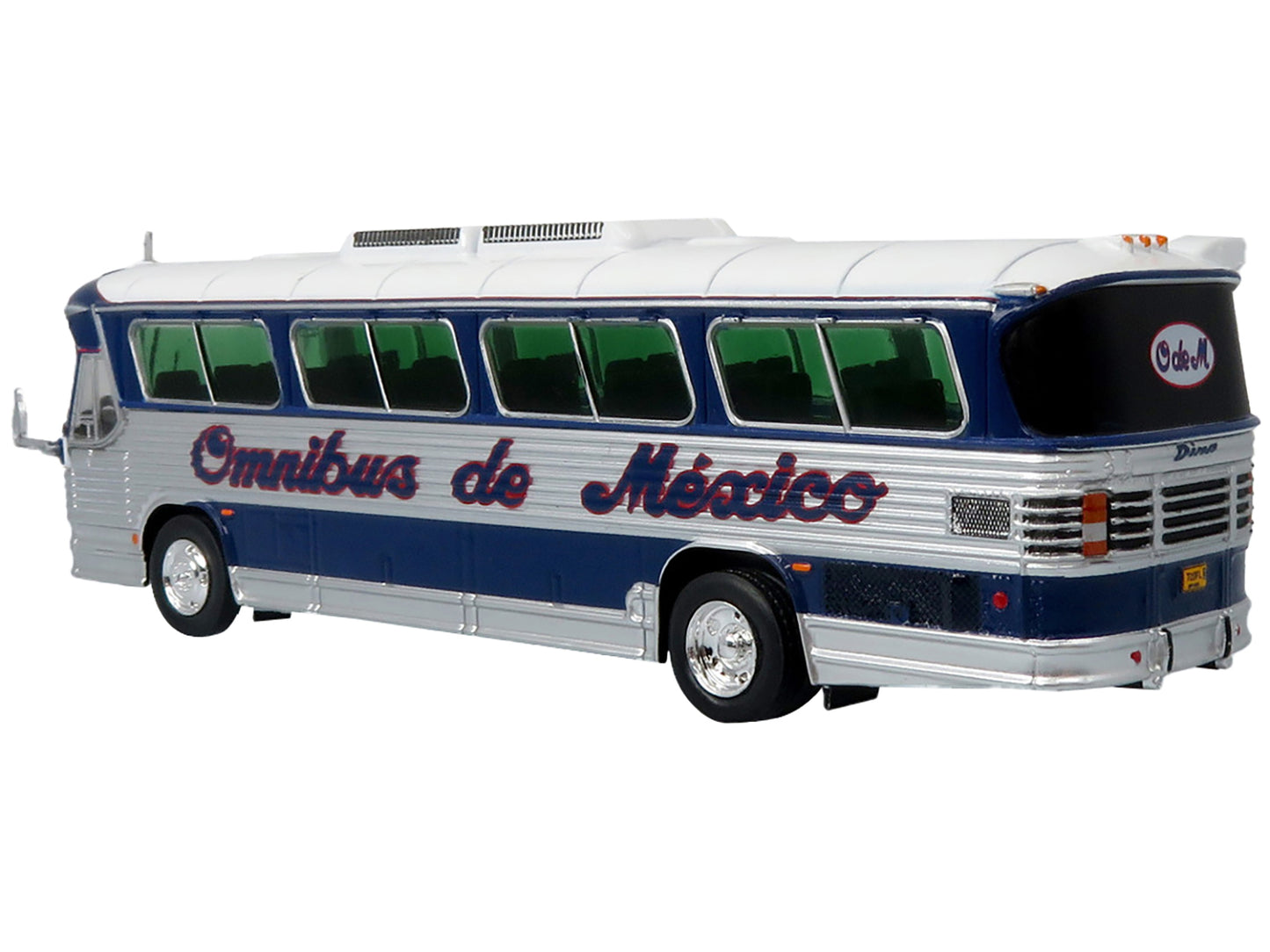 Dina 323-G2 Olimpico Coach Bus "Omnibus de Mexico" White and Silver with Dark Blue Stripes Limited Edition to 504 pieces Worldwide "The Bus and Motorcoach Collection" 1/87 (HO) Diecast Model by Iconic Replicas