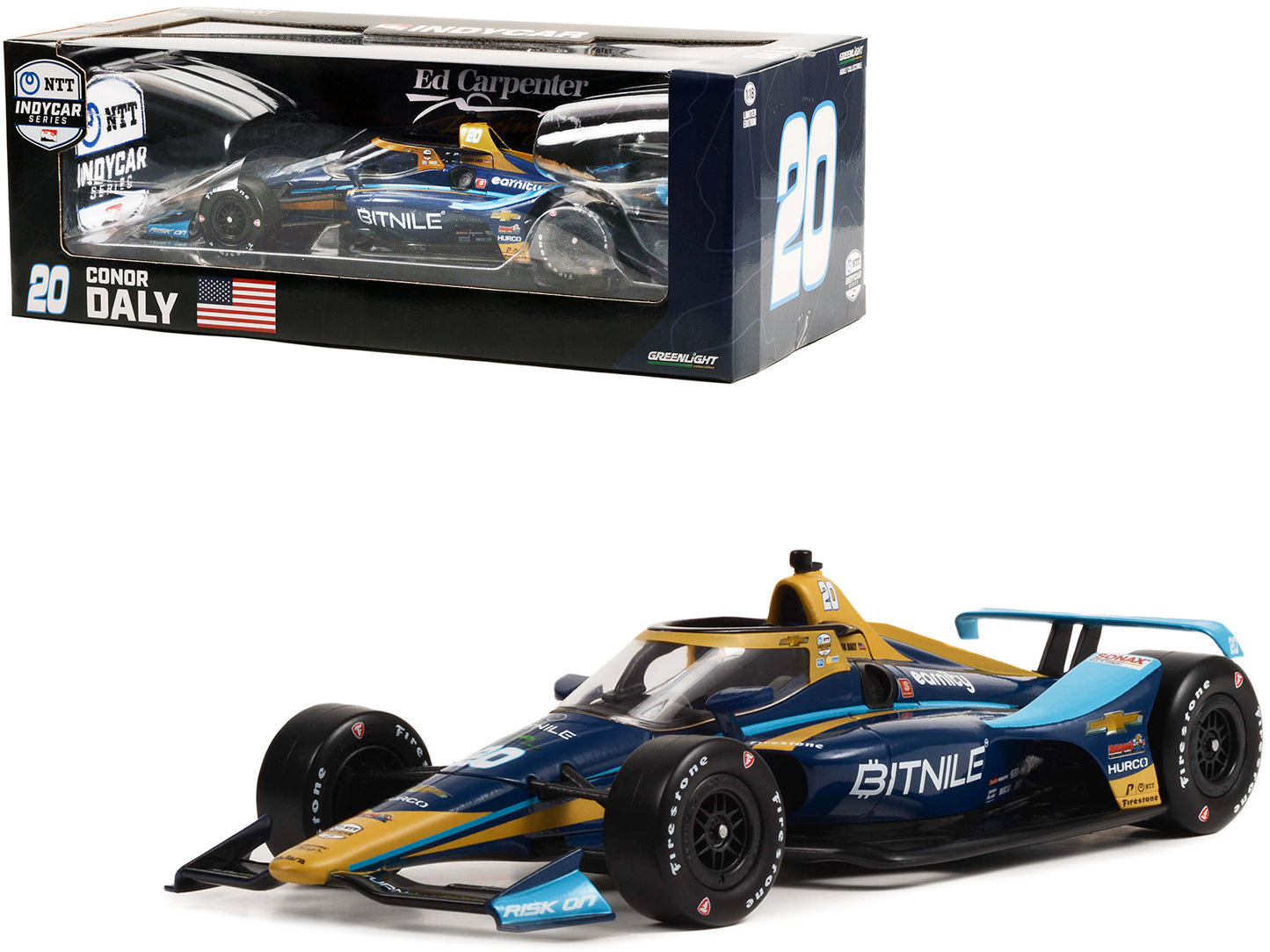 Dallara IndyCar #20 Conor Daly "BitNile" Ed Carpenter Racing "NTT IndyCar Series" (2022) 1/18 Diecast Model Car by Greenlight