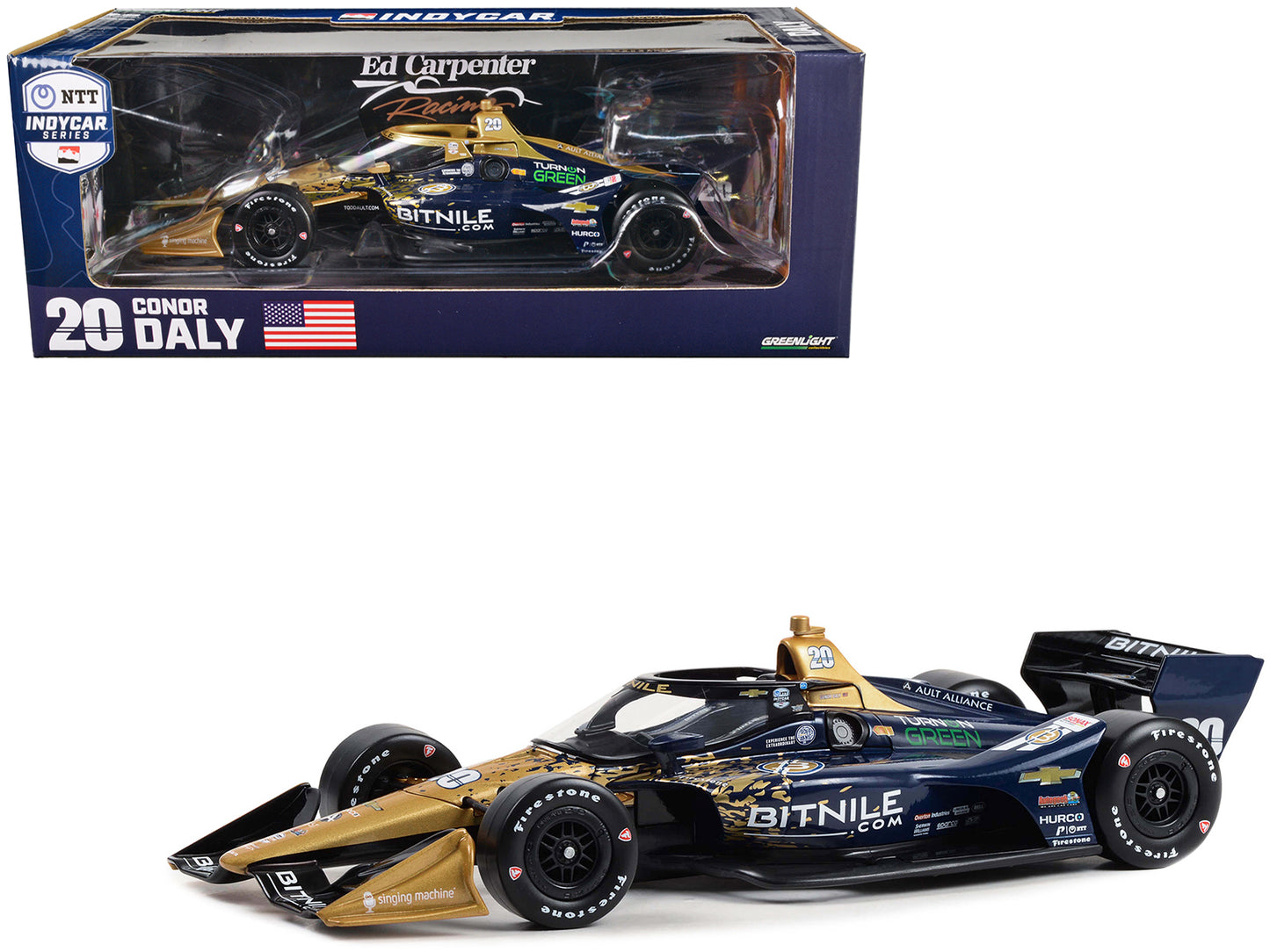 Dallara IndyCar #20 Conor Daly "Bitnile" Ed Carpenter Racing (Road Course Configuration) "NTT IndyCar Series" (2023) 1/18 Diecast Model Car by Greenlight