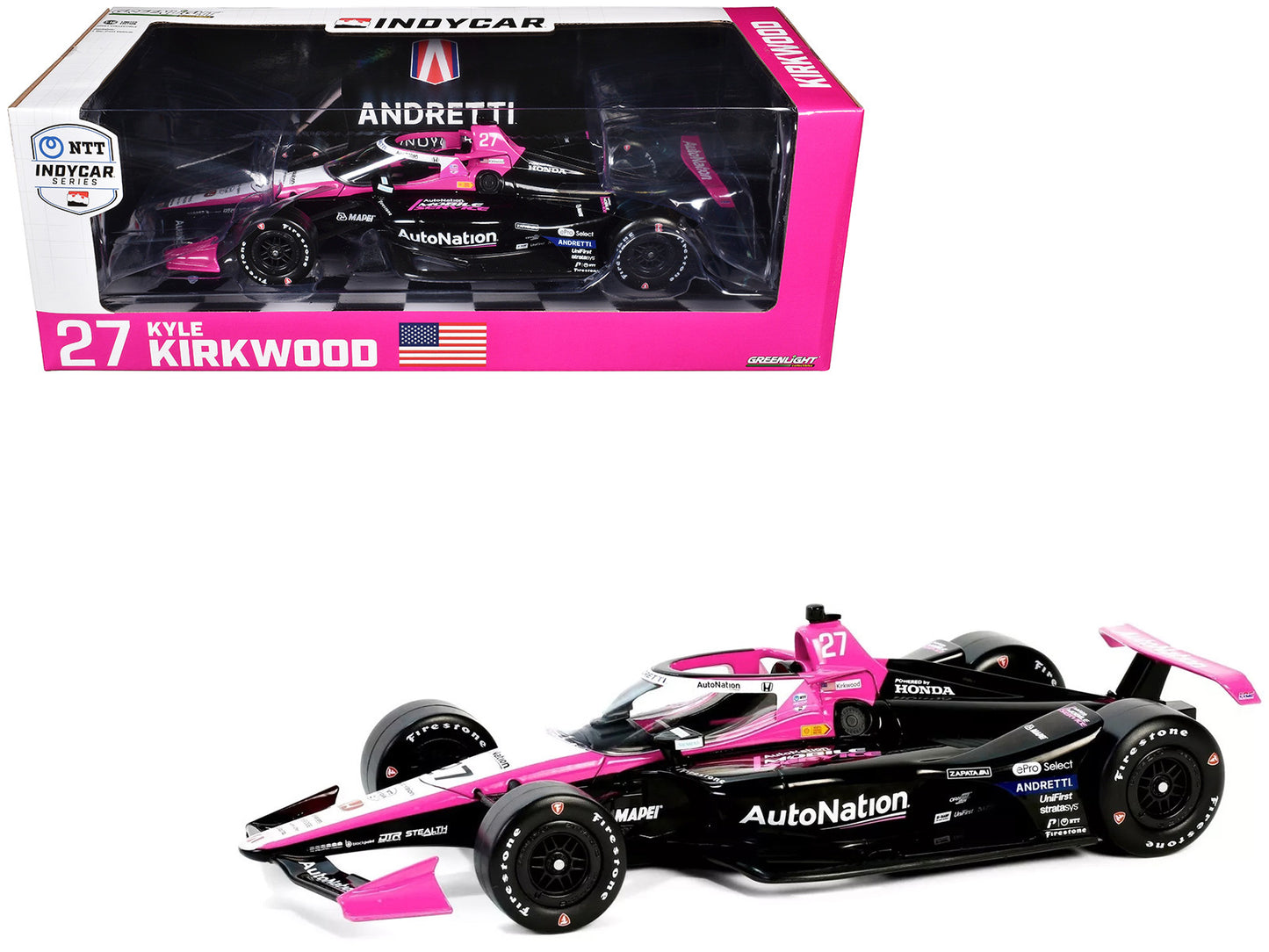 Dallara IndyCar #27 Kyle Kirkwood "AutoNation" Andretti Autosport "NTT IndyCar Series" (2024) 1/18 Diecast Model Car by Greenlight