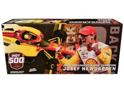 Dallara IndyCar #2 Josef Newgarden "Shell Oil" Team Penske "2024 Indianapolis 500 Champion" (Raced Version) "NTT IndyCar Series" (2024) 1/18 Diecast Model Car by Greenlight