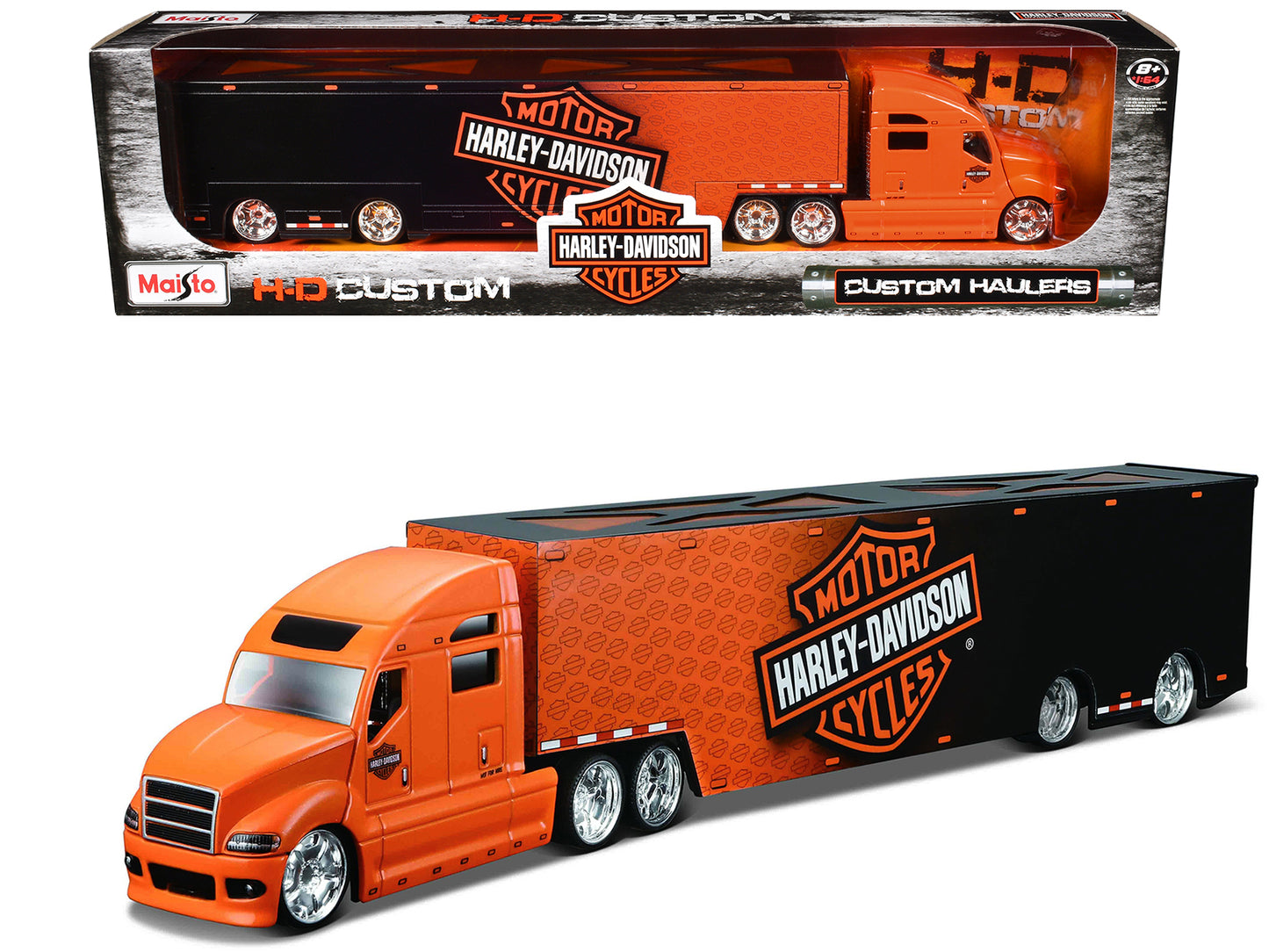 Harley Davidson Custom Hauler Trailer Orange "Custom Haulers" Series 1/64 Diecast Model by Maisto