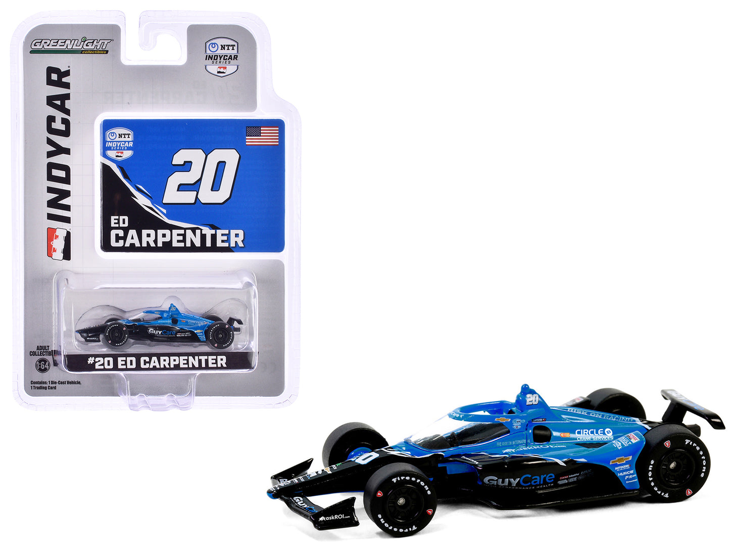 Dallara IndyCar #20 Ed Carpenter "Guy Care" Ed Carpenter Racing "NTT IndyCar Series" (2024) 1/64 Diecast Model Car by Greenlight