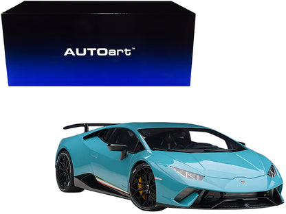 Lamborghini Huracan Performante Blu Glauco / Solid Blue with Black Wheels 1/12 Model Car by Autoart