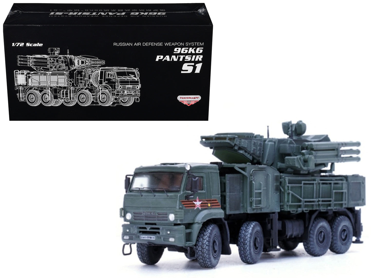 Pantsir S1 96K6 Self-Propelled Air Defense Weapon System "Victory Day Parade" Russian Army "Armor Premium" Series 1/72 Diecast Model by Panzerkampf