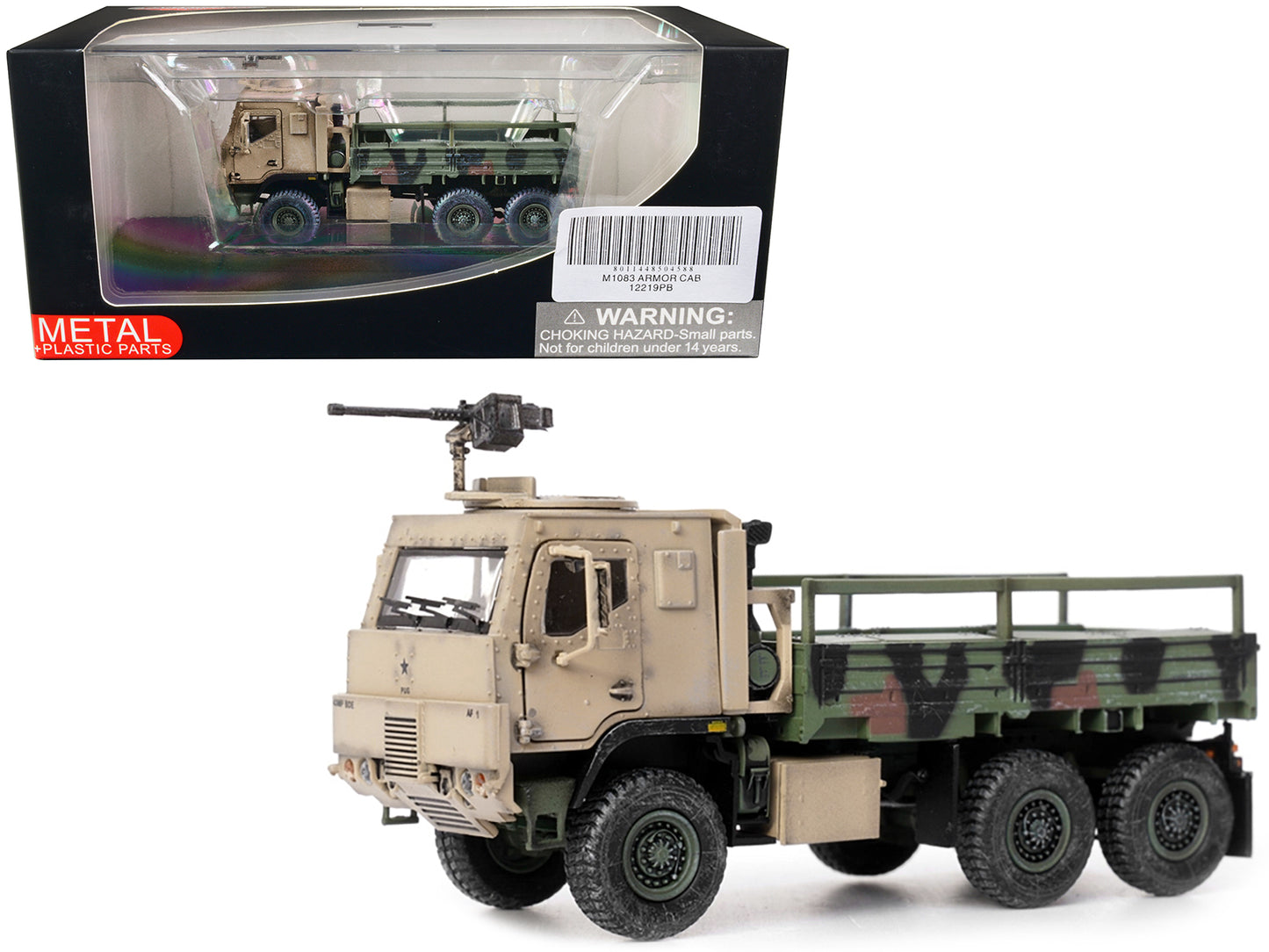 M1083 MTV (Medium Tactical Vehicle) Armored Cab Cargo Truck with Turret NATO Camouflage "US Army" "Armor Premium" Series 1/72 Diecast Model by Panzerkampf