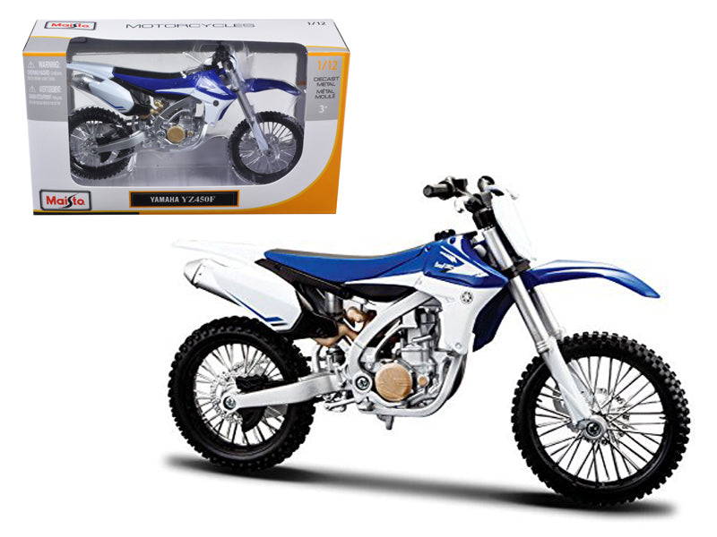 Yamaha YZ450F Blue and White 1/12 Diecast Motorcycle Model by Maisto