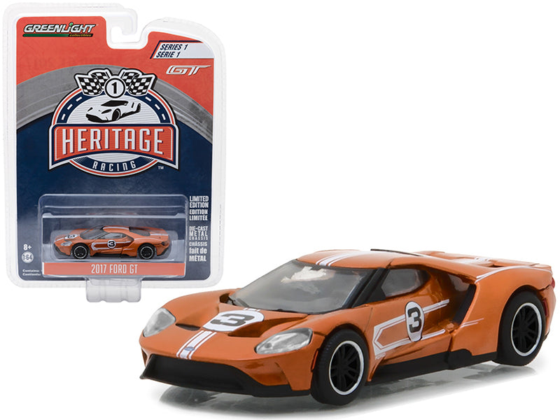 2017 Ford GT #3 Brown (Tribute to 1967 Ford GT40 MK IV #3) "Racing Heritage" Series 1 1/64 Diecast Model Car by Greenlight