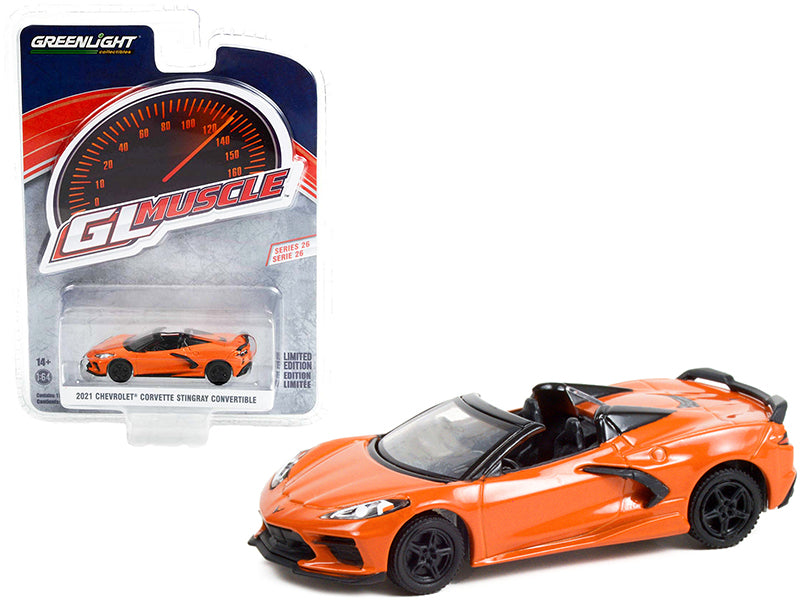 2021 Chevrolet Corvette Stingray Convertible Sebring Orange Metallic "Greenlight Muscle" Series 26 1/64 Diecast Model Car by Greenlight