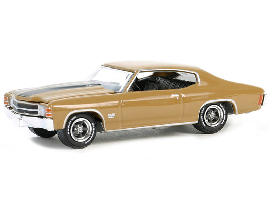 1971 Chevrolet Chevelle SS 454 Placer Gold Metallic with Black Hood Stripes "GreenLight Muscle" Series 28 1/64 Diecast Model Car by Greenlight