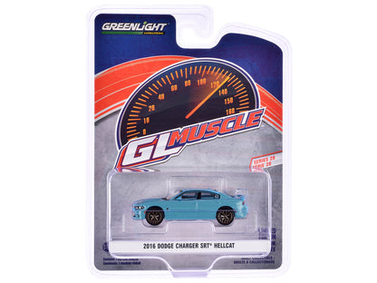 2016 Dodge Charger SRT Hellcat B5 Blue "GreenLight Muscle" Series 28 1/64 Diecast Model Car by Greenlight