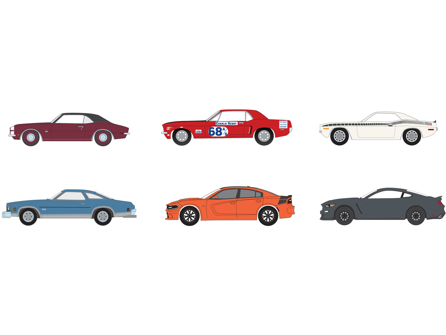 "GreenLight Muscle" Set of 6 pieces Series 29 1/64 Diecast Model Cars by Greenlight