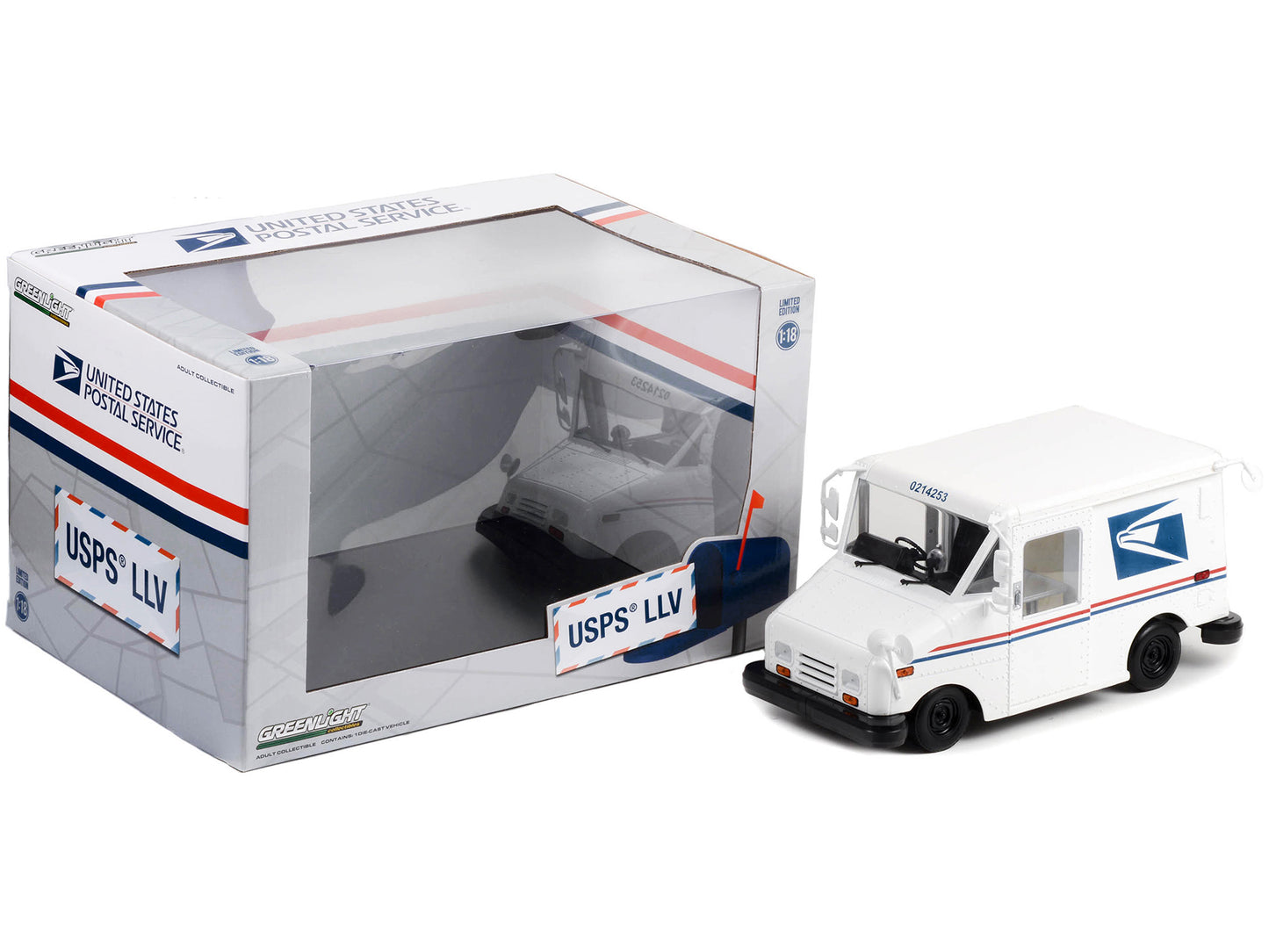 United States Postal Service (USPS) Long-Life Postal Delivery Vehicle (LLV) White 1/18 Diecast Model Car by Greenlight