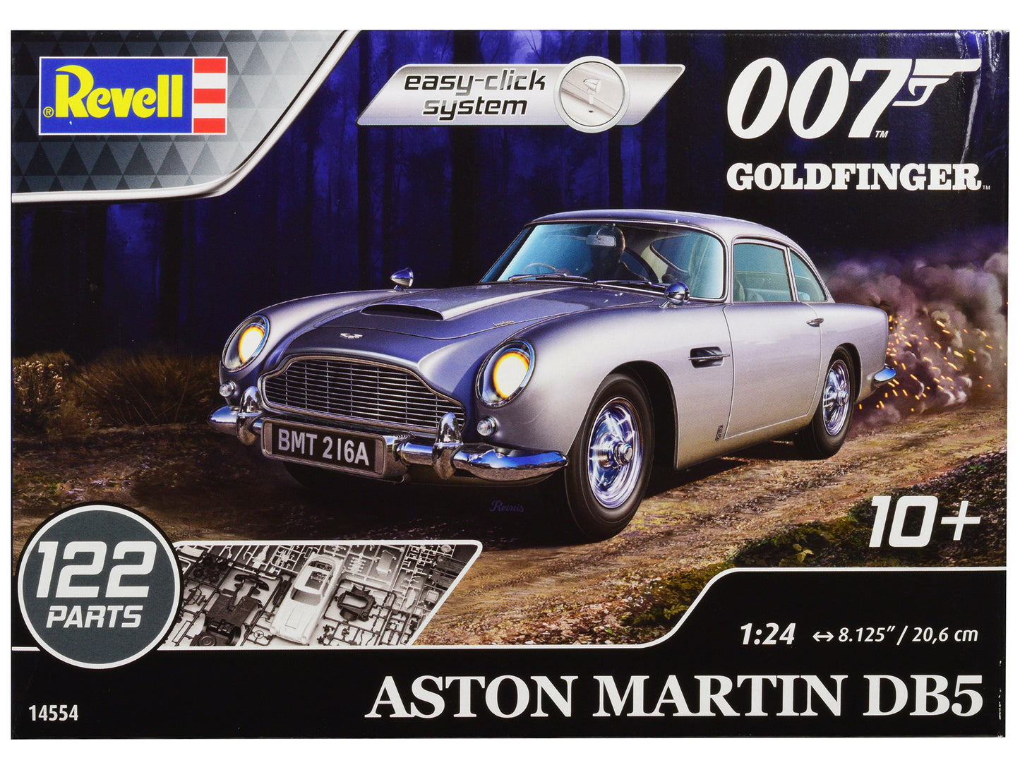 Level 2 Easy-Click Model Kit Aston Martin DB5 James Bond 007 "Goldfinger" (1964) Movie 1/24 Scale Model by Revell