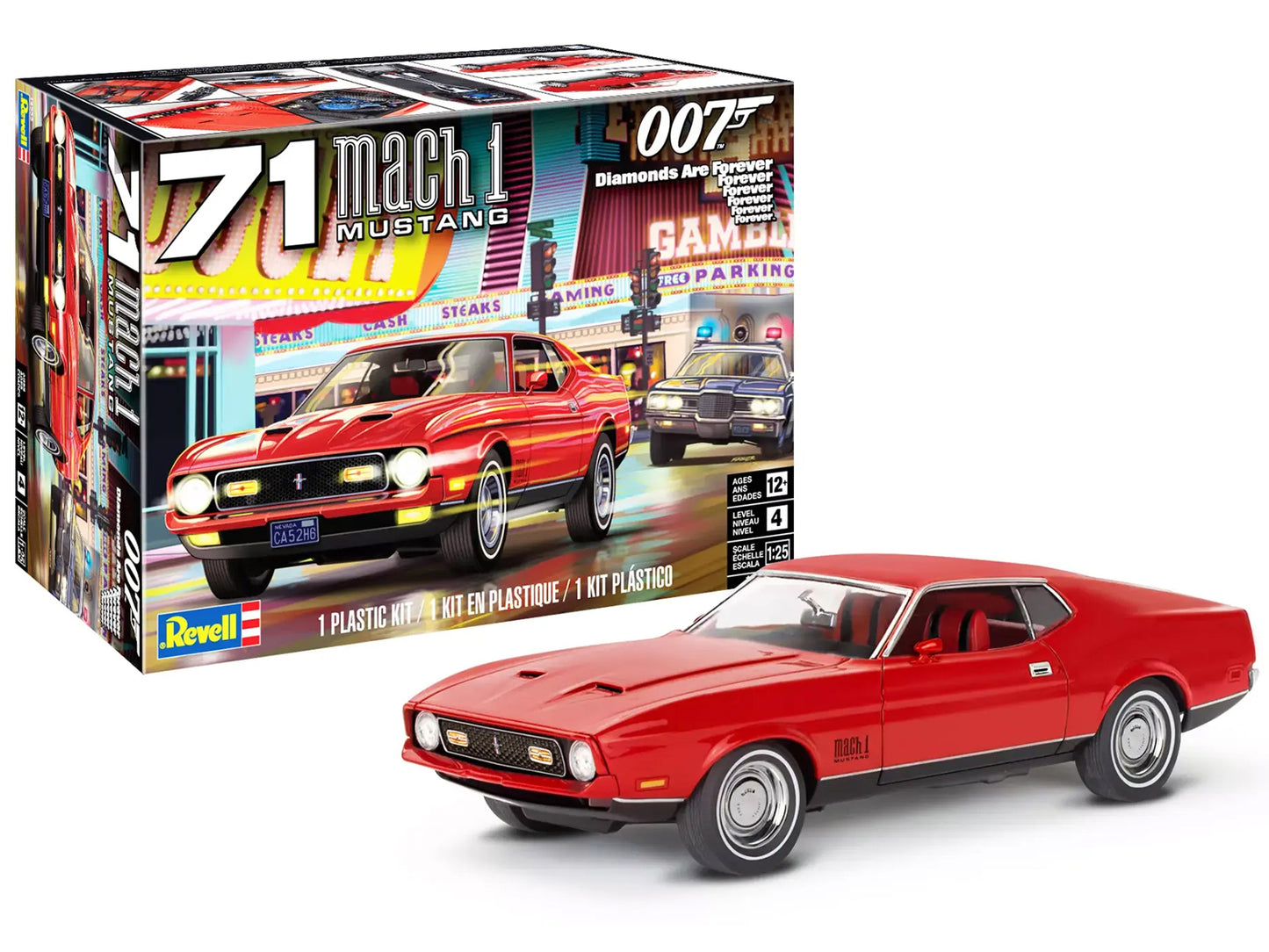 Level 4 Model Kit 1971 Ford Mustang Mach 1 James Bond 007 "Diamonds Are Forever" (1971) Movie 1/25 Scale Model by Revell