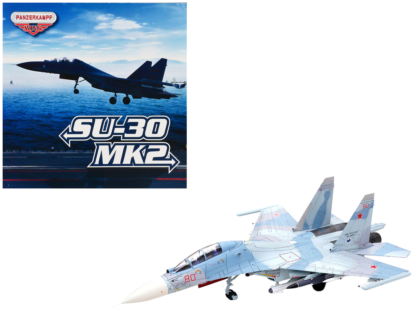 Sukhoi Su-30M2 Flanker-C Fighter Aircraft #80 "Russian Air Force" "Wing" Series 1/72 Diecast Model by Panzerkampf