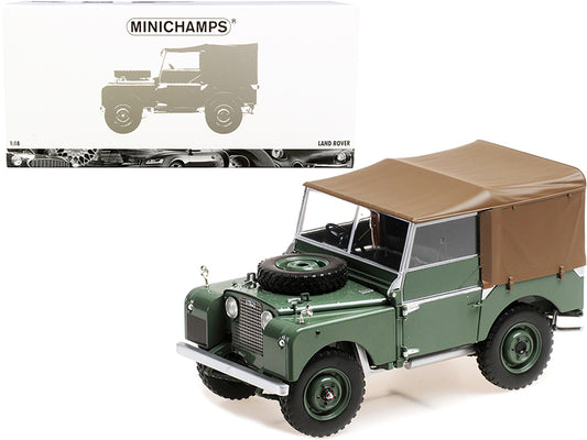 1949 Land Rover RHD (Right Hand Drive) Green with Brown Canopy 1/18 Diecast Model Car by Minichamps