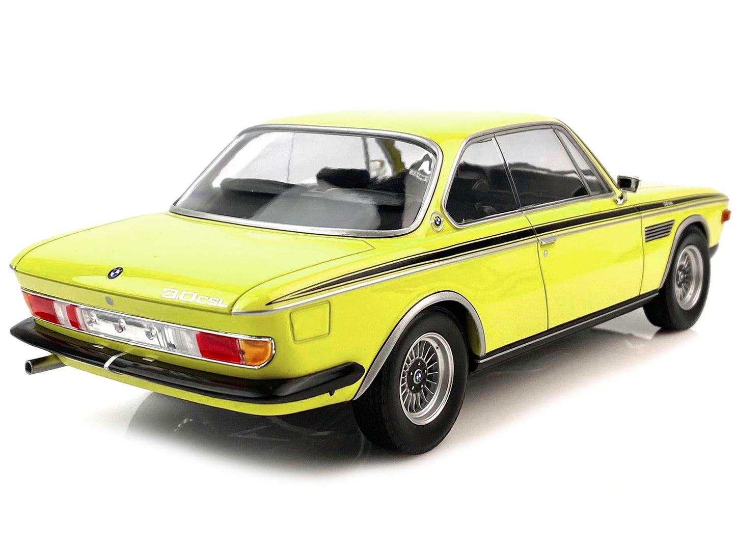 1971 BMW 3.0 CSL Yellow with Black Stripes Limited Edition to 600 pieces Worldwide 1/18 Diecast Model Car by Minichamps