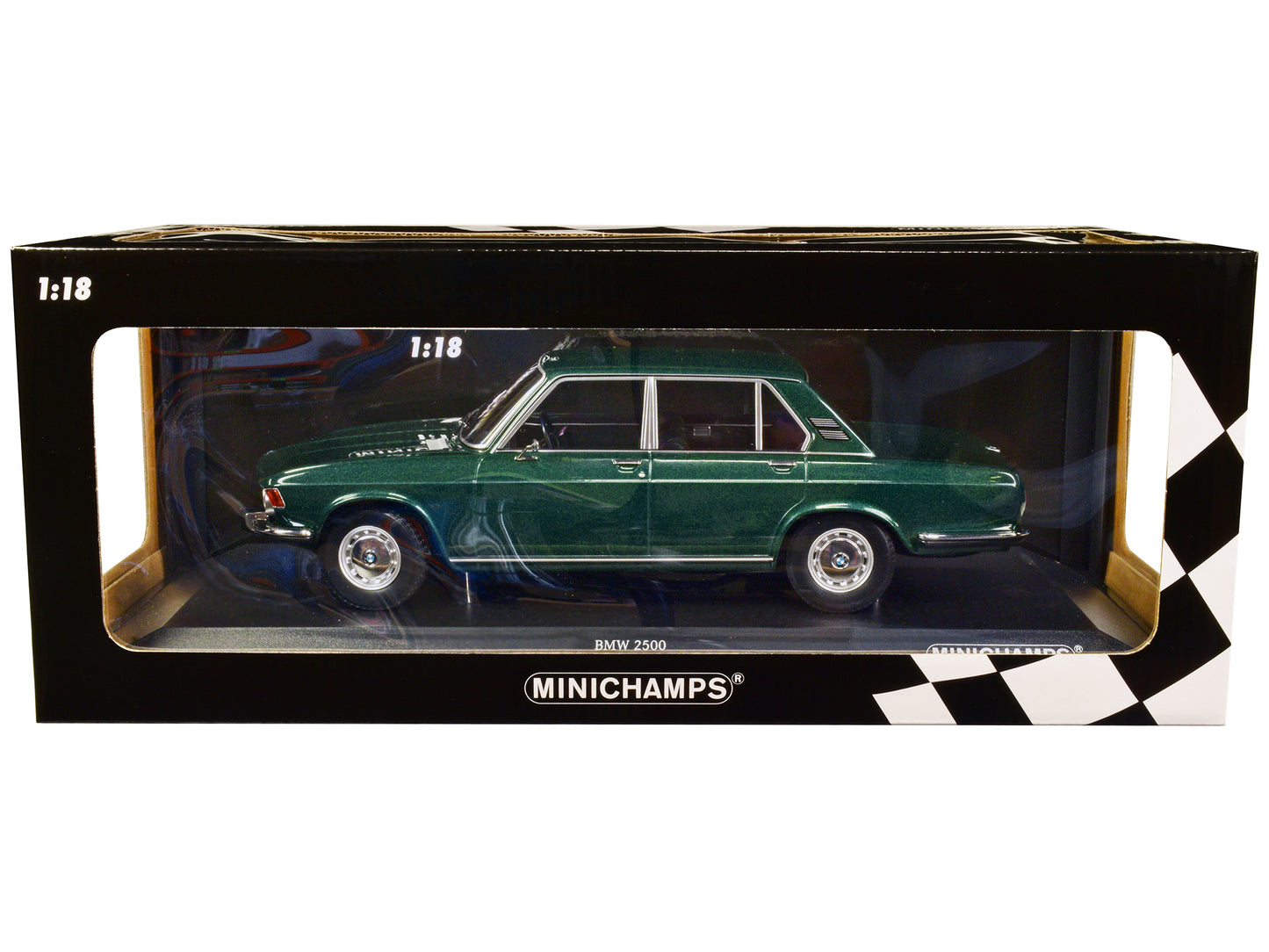 1968 BMW 2500 Green Metallic Limited Edition to 504 pieces Worldwide 1/18 Diecast Model Car by Minichamps