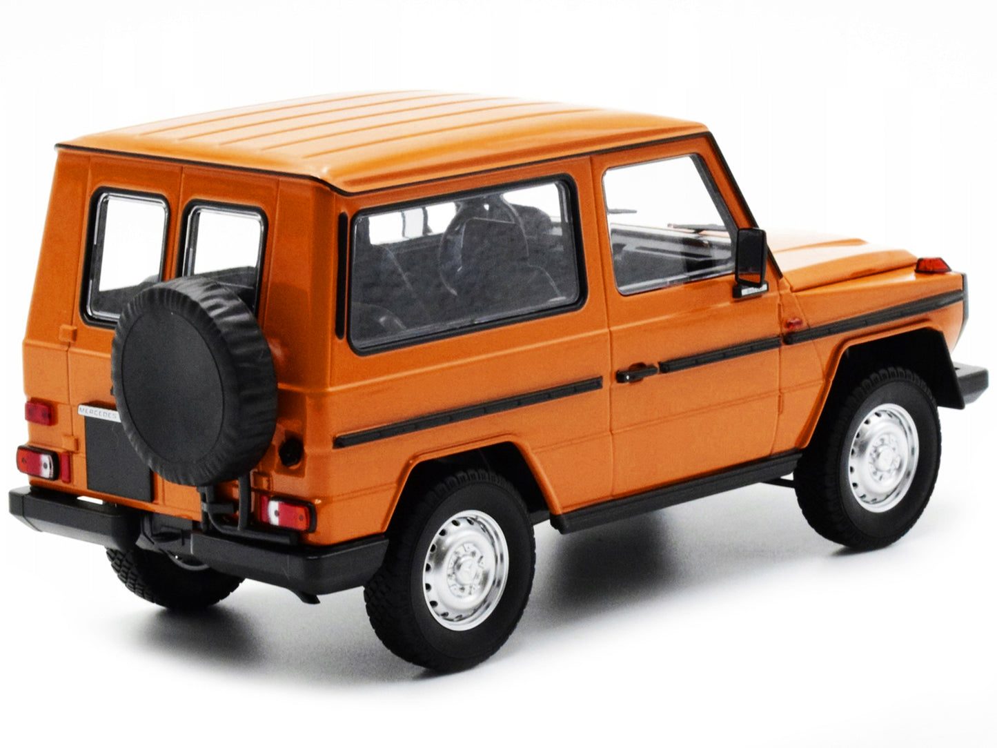 1980 Mercedes-Benz G-Model (SWB) Orange with Black Stripes Limited Edition to 504 pieces Worldwide 1/18 Diecast Model Car by Minichamps